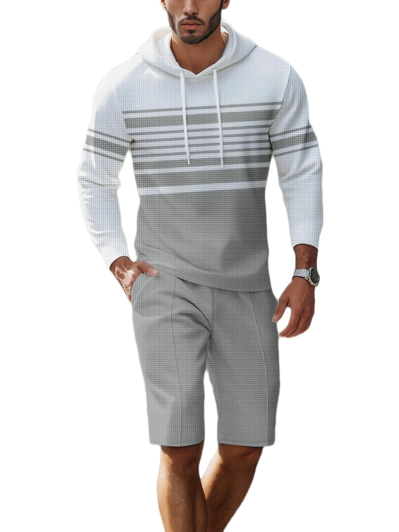 Striped Hoodie & Shorts Casual Set