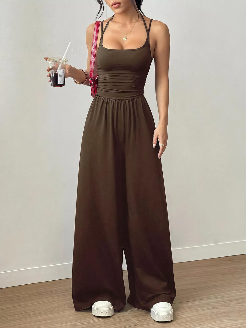 Spaghetti Strap Wide Leg Jumpsuit