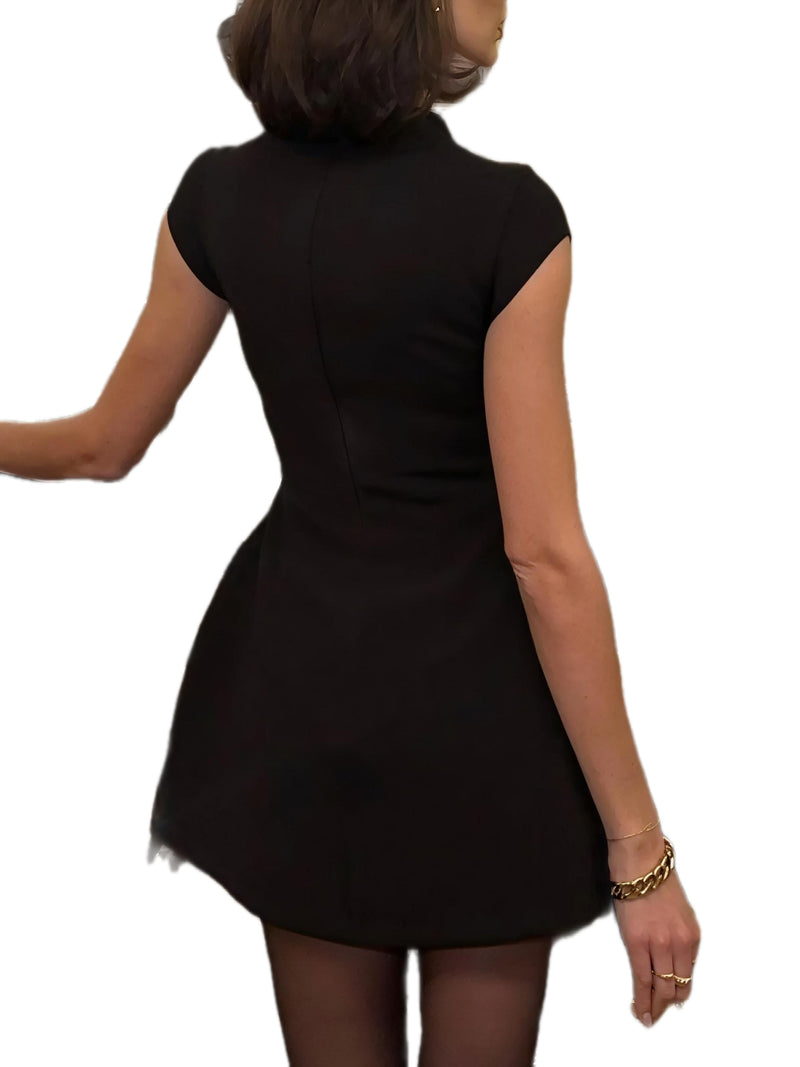Mock Neck A-Line Mini Dress