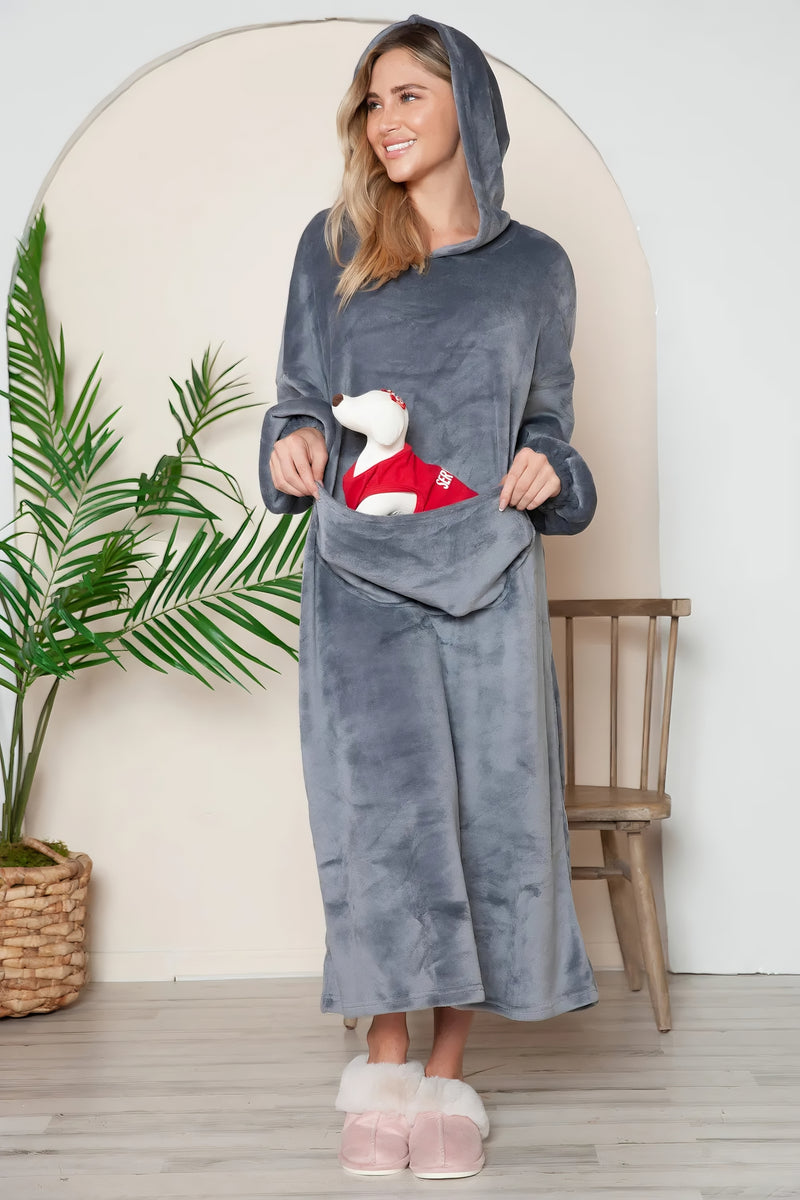 Pocketed Hooded Lounge Dress