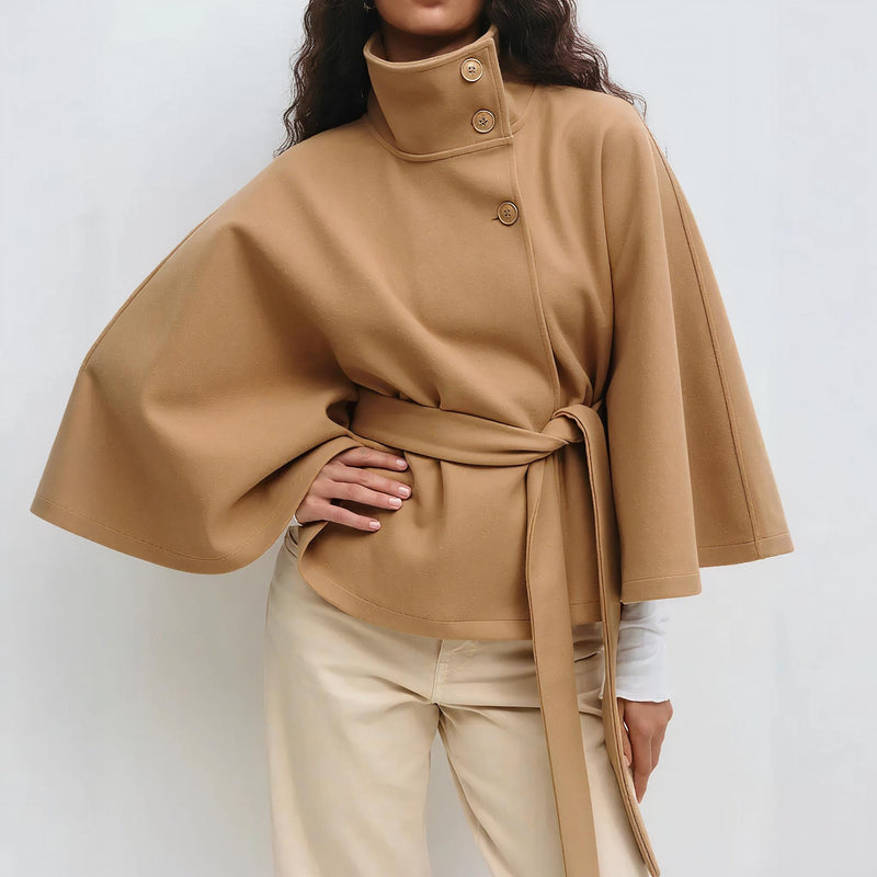 High Neck Batwing Sleeve Coat.