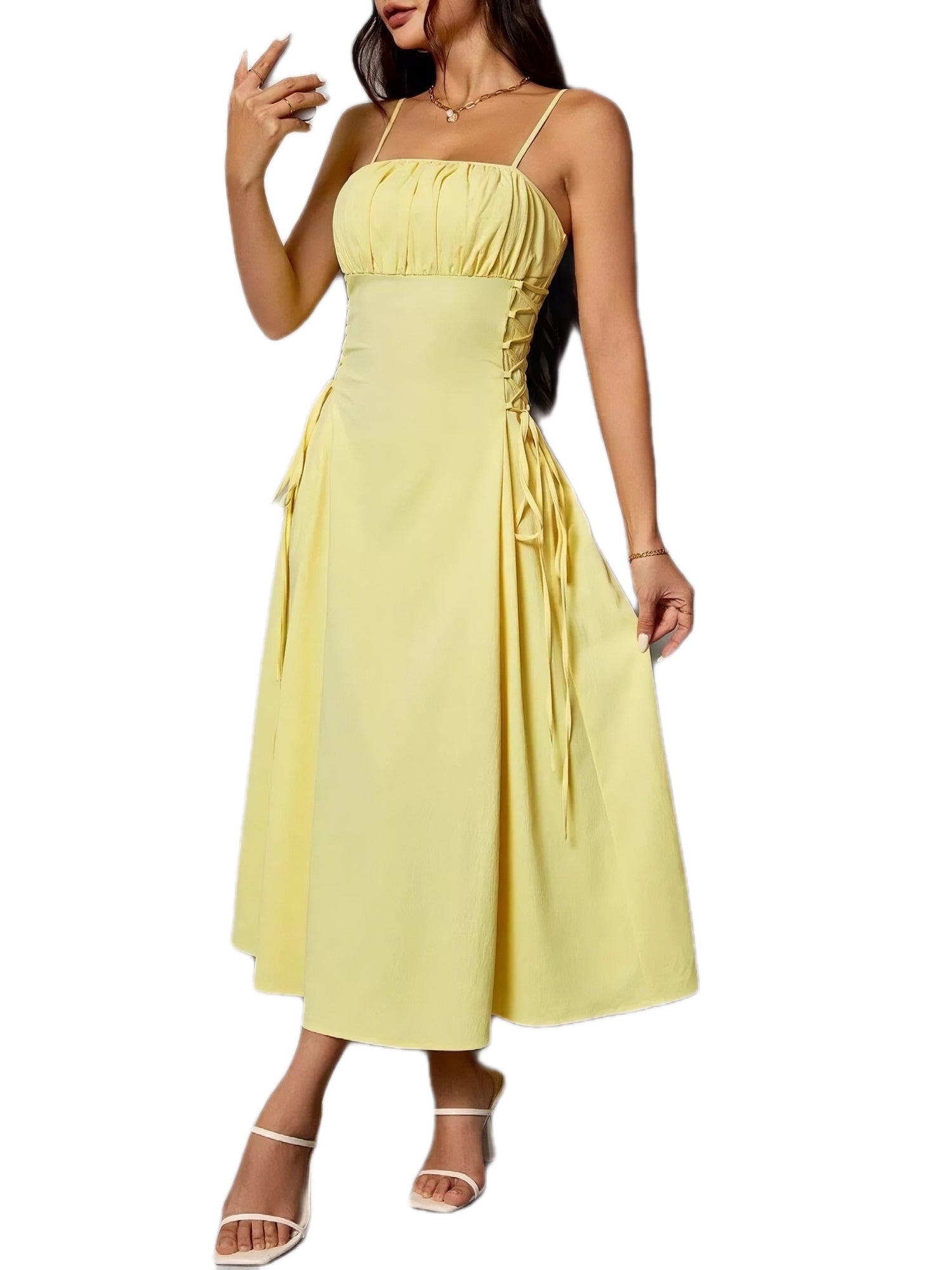 Lace-Up Side A-Line Cami Dress