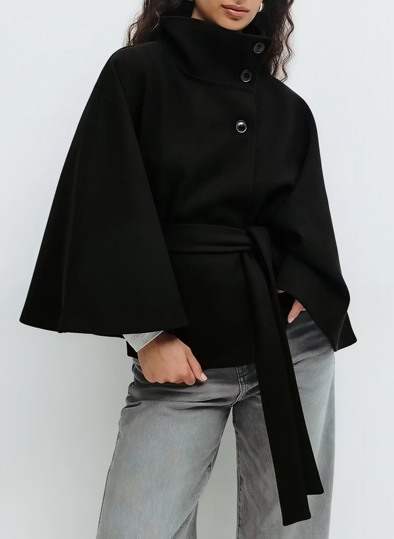 High Neck Batwing Sleeve Coat.