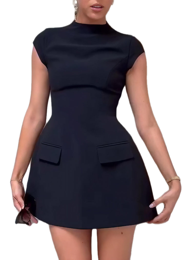 Mock Neck A-Line Mini Dress